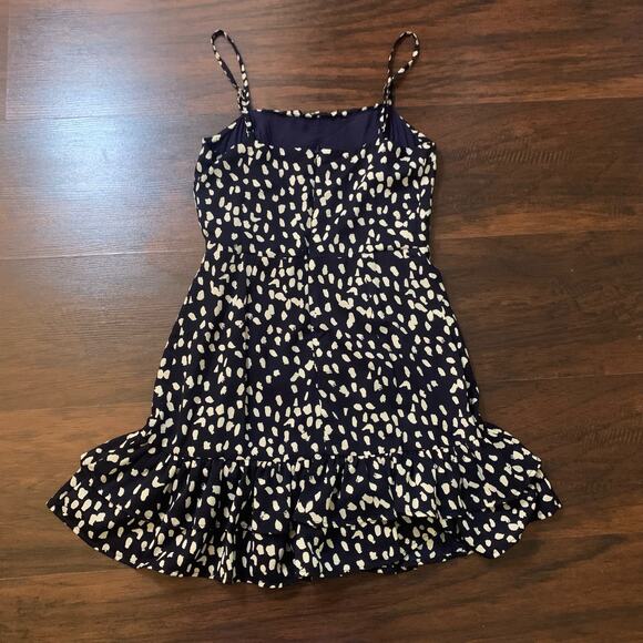 Polly navy blue & cream dotted mini dress size 2 - Picture 5 of 11